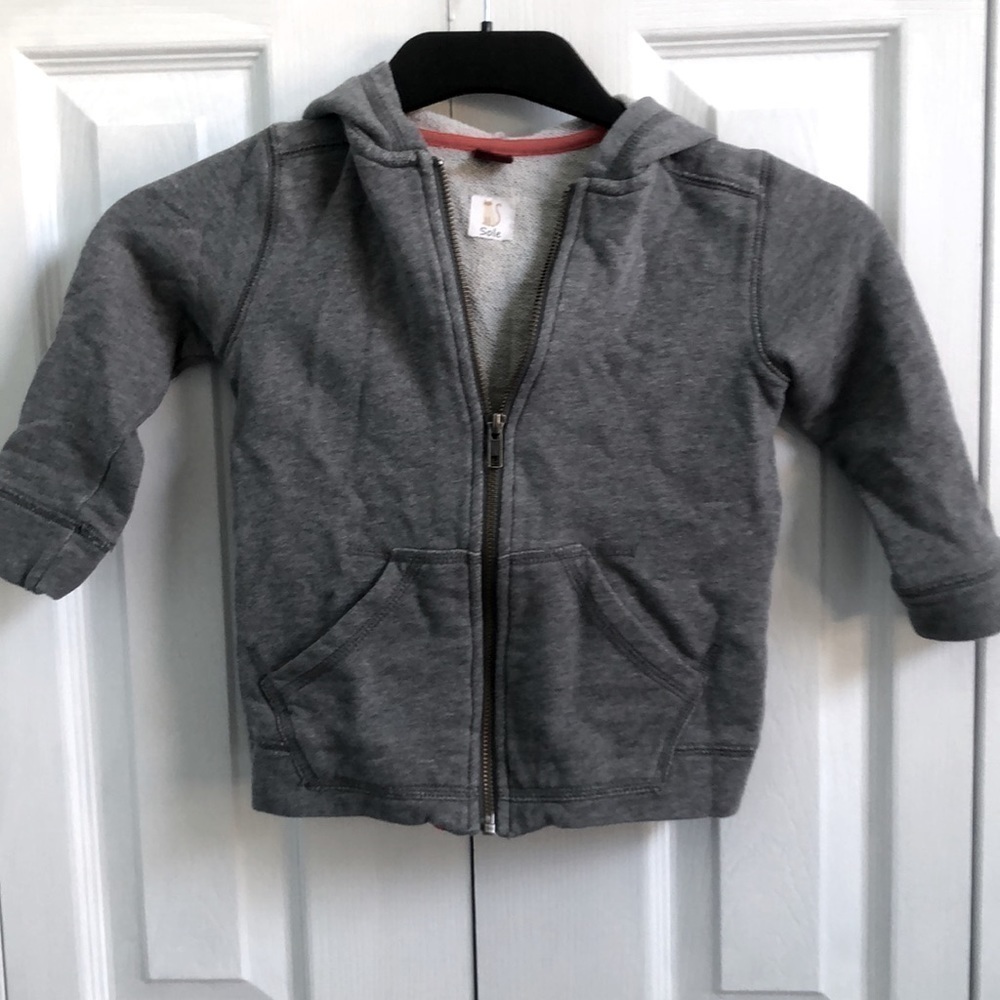 Tea Collection Zip-Up Gray Hooded Sweatshirt Unisex Girls Size 3T